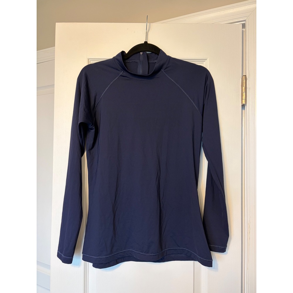 Athleta Pacifica Illume Rashguard Navy Blue Long Sleeve Mock Neck Swim Top L